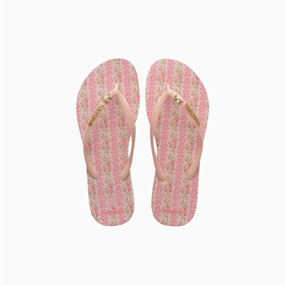 LoveShackFancy x Havaianas Women's Strawberry Macaroon Pink Flip Flops Size 9/10 - Picture 1 of 3